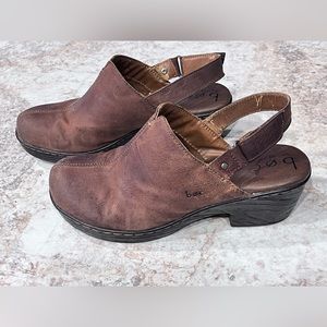 BOC Born Sandals Womens 9M Slingback Clogs Brown Leather Block Heels Casual